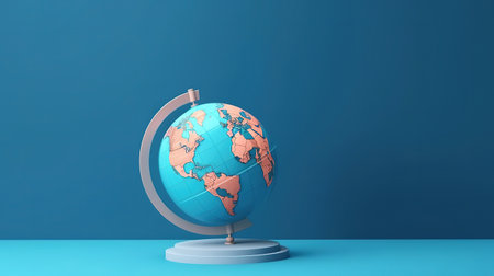 Earth globe on clean blue banner background. Generative Aiの素材
