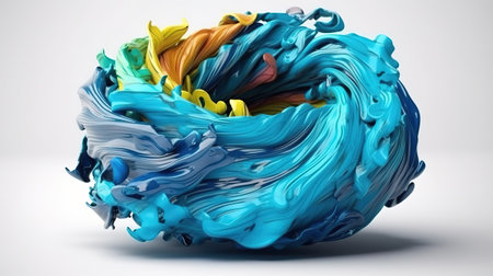 3d render, abstract twisted brush stroke, paint splash, splatter. Generative Aiの素材