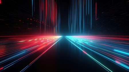 vertical glowing neon line, laser ray signal, Bright color. Generative Aiの素材