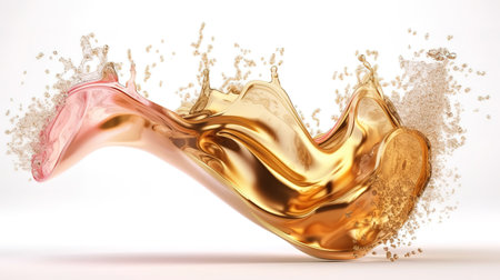 3d render, digital illustration, abstract champagne wave. Generative Aiの素材