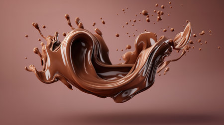 3d black liquid chocolate for makeup. Generative Aiの素材