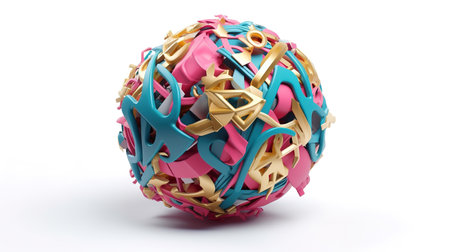 3d render, abstract ball made of colorful primitive geometric shapes. Generative Aiの素材