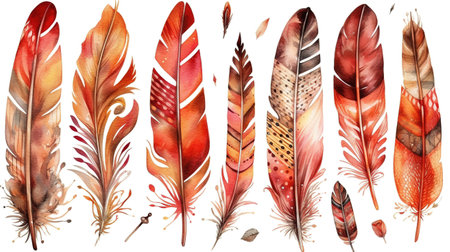 Tribal accessories, design elements, isolated on white background. Generative Aiの素材