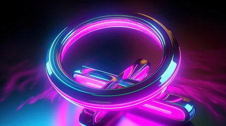 3d render, abstract geometric background, iridescent holographic plus sign. Generative Aiの素材