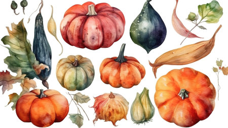 Thanksgiving autumn design elements, fall, holiday clip art. Generative Aiの素材