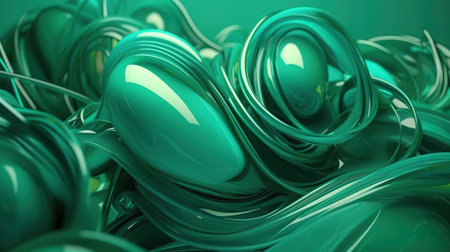Tangled elastic shapes with glass texture, loops and curves. Generative Aiの素材