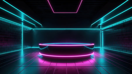 Abstract neon lights background theme. Generative Aiの素材