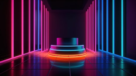 Abstract neon lights background theme. Generative Aiの素材