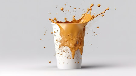 coffee with brown splash isolated on white background. Generative Aiの素材