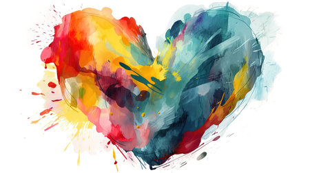 Abstract multicolored heart shape isolated on white background. Generative Aiの素材