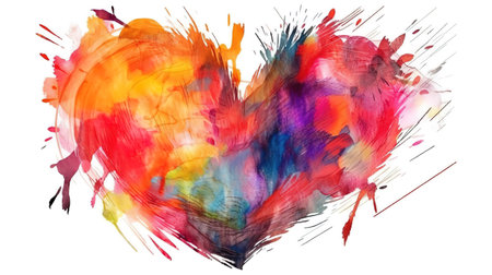 Abstract multicolored heart shape isolated on white background. Generative Aiの素材