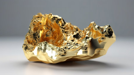 3d render, abstract golden nugget isolated on white background. Generative Aiの素材