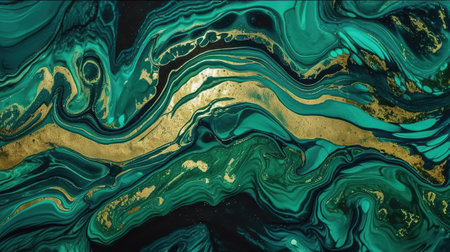 Malachite green agate jasper marble slab with gold glitter veins. Generative Aiの素材