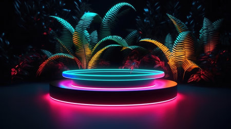 3d rendering, abstract background with colorful neon light. Generative Aiの素材