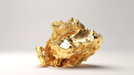 3d render, abstract golden nugget isolated on white background. Generative Aiの素材