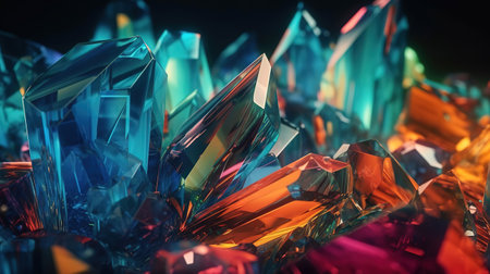 3d rendering, abstract crystal background, faceted glass macro texture. Generative Aiの素材