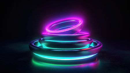 3d rendering, abstract background with colorful neon light. Generative Aiの素材