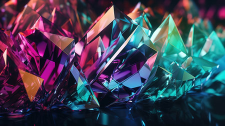 3d rendering, abstract crystal background, faceted glass macro texture. Generative Aiの素材