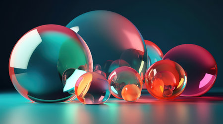 Red purple and blue abstract background with bubbles. Generative Aiの素材