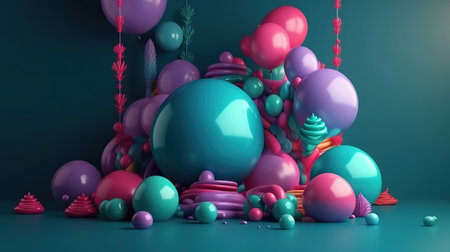 Happy new year banner design with colorful lights. Generative Aiの素材