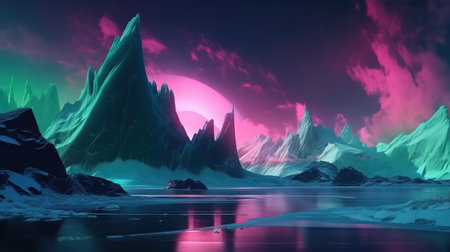 3d render, abstract panoramic background. Generative Aiの素材