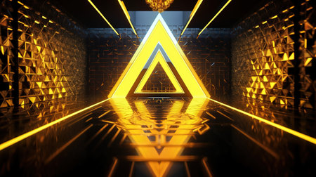 metallic polygonal wallpaper, wall with faceted texture. Generative Aiの素材