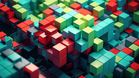 3d render, abstract geometric background, colorful constructor. Generative Aiの素材
