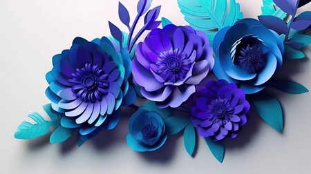 Above view arrangement with colorful flowers and background. Generative Aiの素材