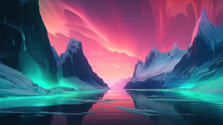 3d render, abstract panoramic background. Generative Aiの素材