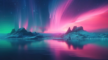 3d render, abstract panoramic background. Generative Aiの素材
