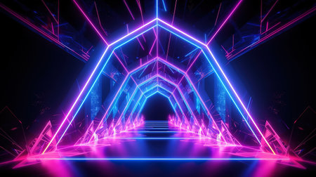 3d render, ultraviolet neon star shape, glowing lines. Generative Aiの素材