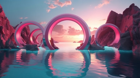 Fantastic scenery wallpaper. Generative Aiの素材