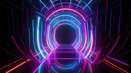 3d render, ultraviolet neon star shape, glowing lines. Generative Aiの素材