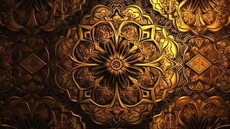 Arabic gold vintage pattern. 3d illustration. Generative Aiの素材