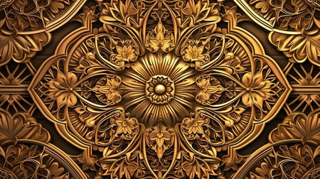 Golden floral pattern remix from artwork. Generative Aiの素材