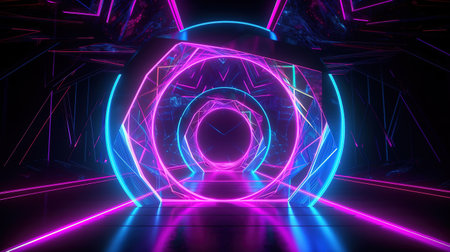 Abstract fashion background, violet neon lights. Generative Aiの素材