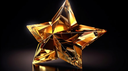 Golden crystal Christmas star element. 3d illustration, Bright color. Generative Aiの素材