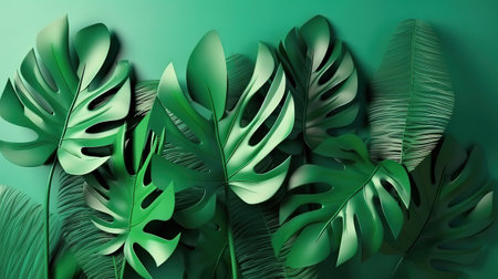 Green background, blank space for text, banner template, digital illustration, Bright col. Generative Aiの素材