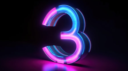3d render, number three, digital symbol. Generative Aiの素材