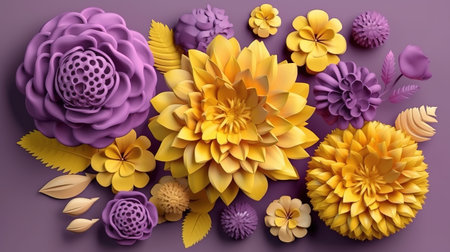 Isolated botanical design elements, bright candy colors, decorative embellishment. Generative Aiの素材