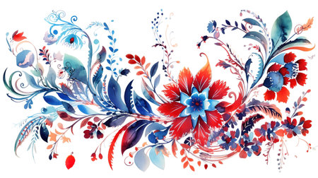 Digital illustration, abstract floral pattern. Generative Aiの素材