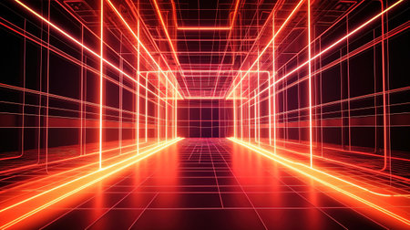3d render, orange neon light, abstract ultraviolet background. Generative Aiの素材