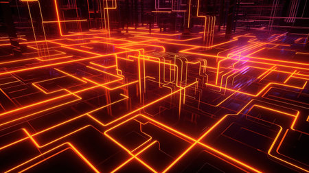 laser grid, virtual network, glowing lines, Bright color. Generative Aiの素材
