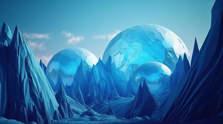 3d render, abstract virtual panoramic scene. Generative Aiの素材