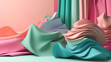 3d render, abstract minimal background with paper layers, levitating sheets. Generative Aiの素材