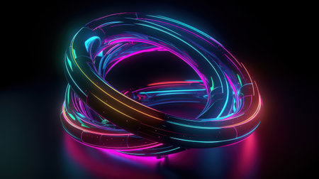 3d render, abstract neon background. Generative Aiの素材