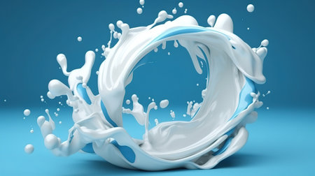 3d render, milk spiral splashing, liquid wave. Generative Aiの素材