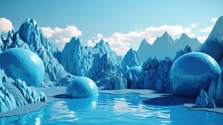 3d render, abstract virtual panoramic scene. Generative Aiの素材
