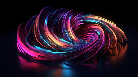 3d render, abstract neon background. Generative Aiの素材