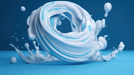 3d render, milk spiral splashing, liquid wave. Generative Aiの素材